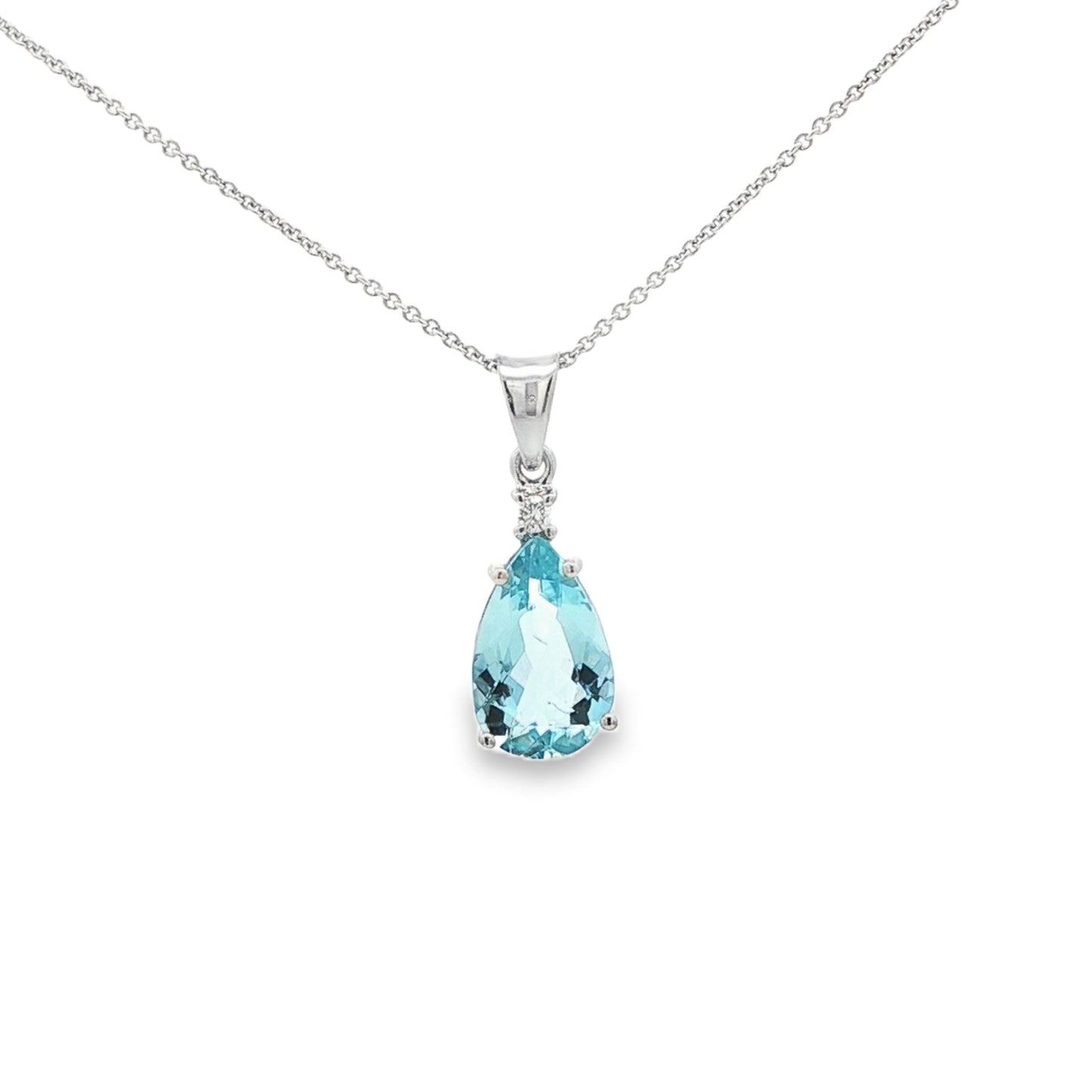 14kW 1.57ct Aquamarine .02ct Diamond Pendant