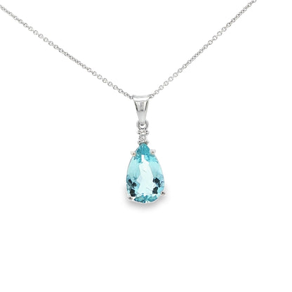 14kW 1.57ct Aquamarine .02ct Diamond Pendant