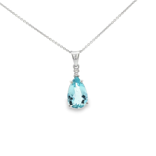 14kW 1.57ct Aquamarine .02ct Diamond Pendant