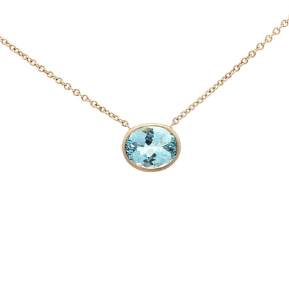 14kY 3.18ct Aquamarine Bezel Necklace