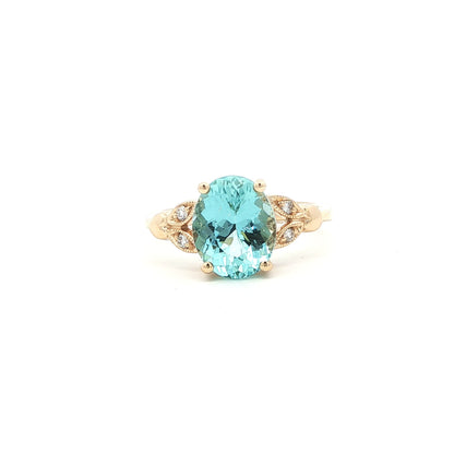 14kY 2.24ct Aquamarine .05cttw Diamond Ring