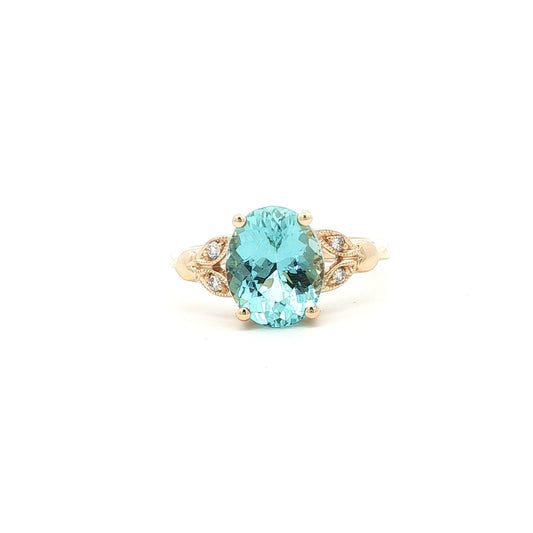 14kY 2.24ct Aquamarine .05cttw Diamond Ring