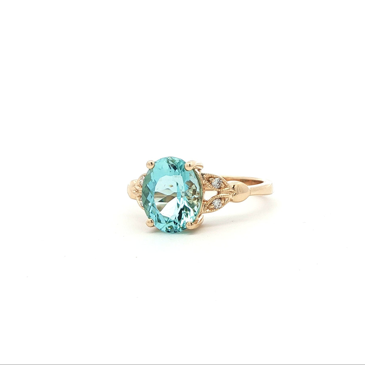 14kY 2.24ct Aquamarine .05cttw Diamond Ring