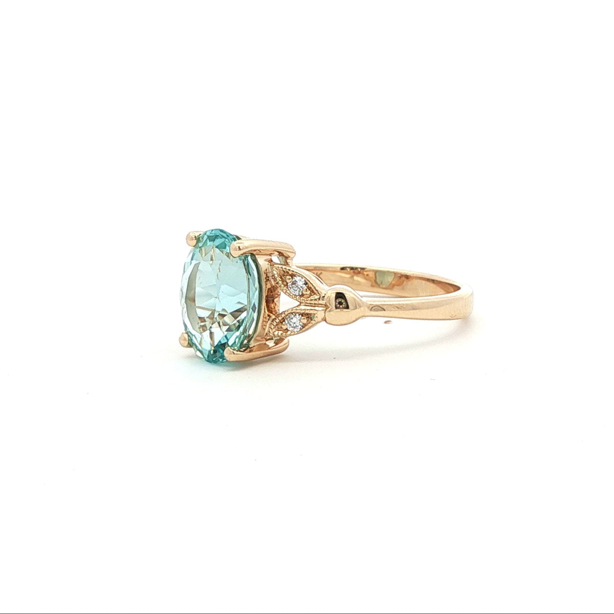 14kY 2.24ct Aquamarine .05cttw Diamond Ring