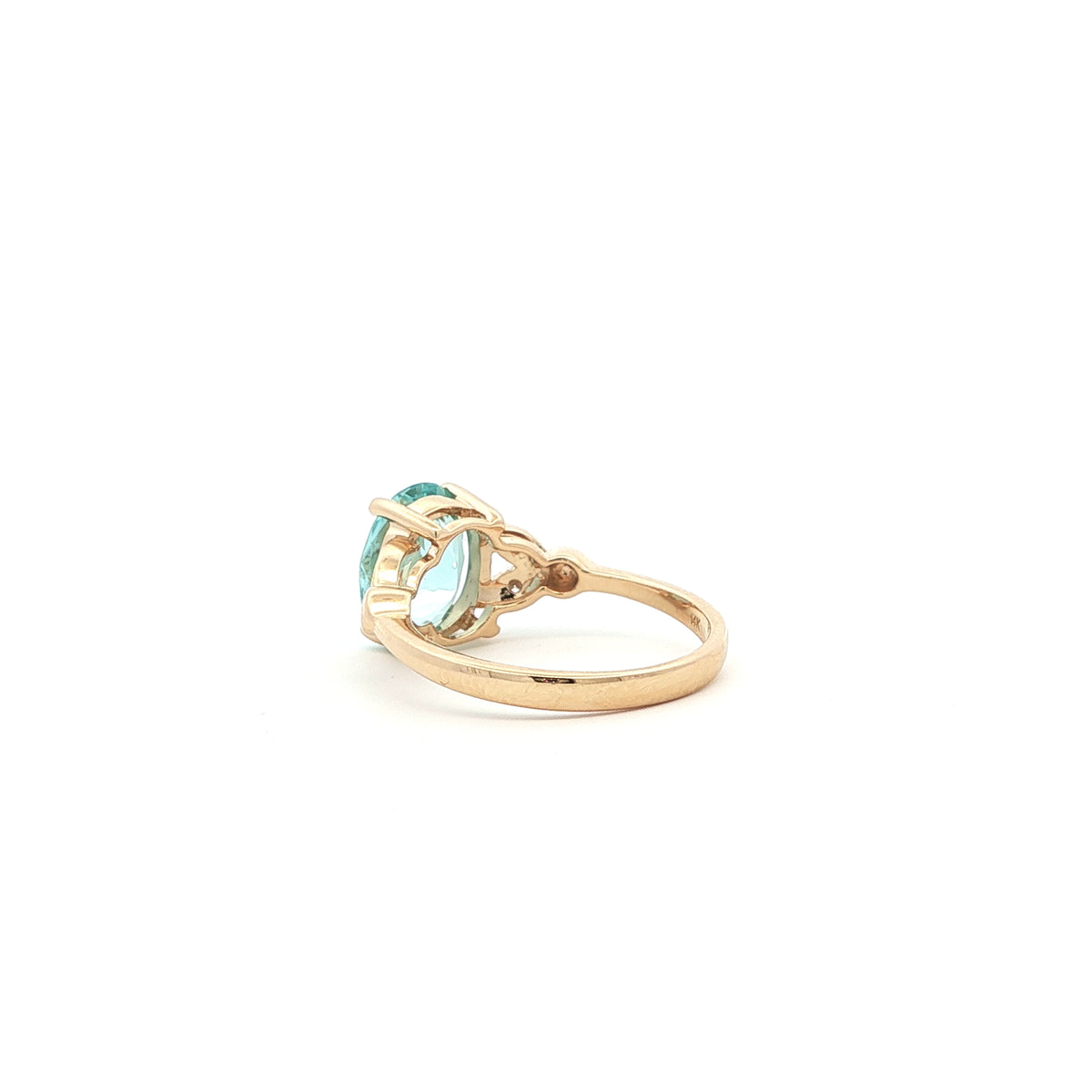 14kY 2.24ct Aquamarine .05cttw Diamond Ring