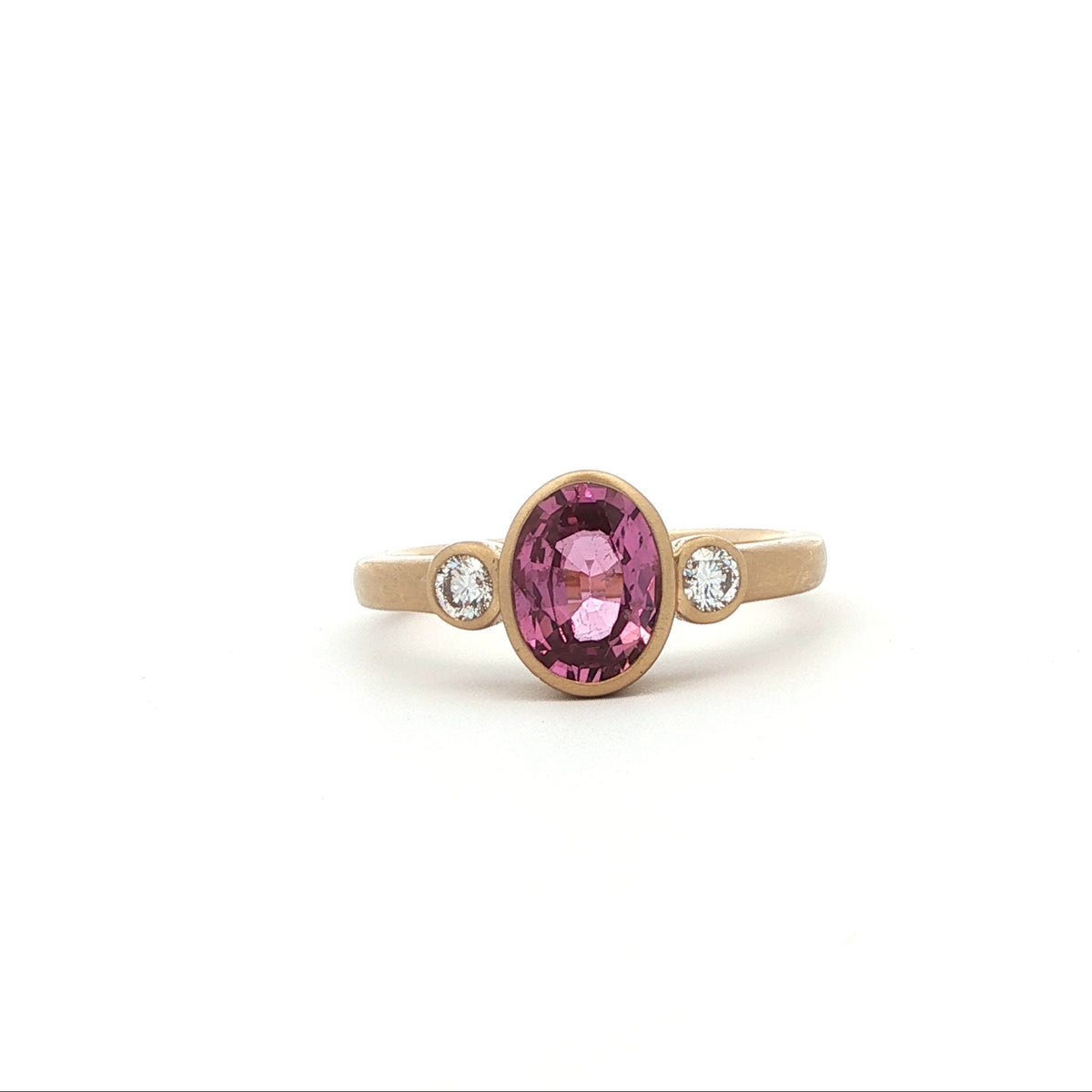 14kY 1.35ct Pink Sapphire .14cttw Diamond Ring