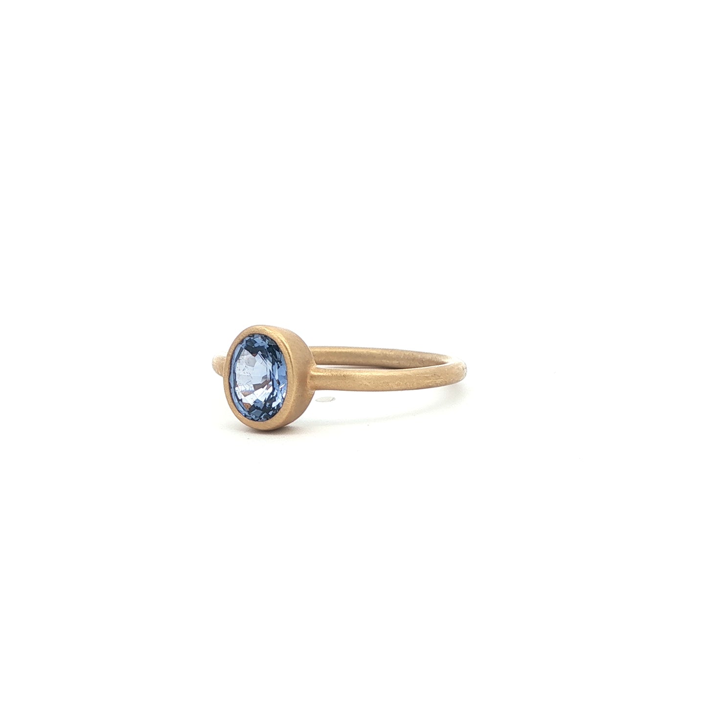 14kY .97ct Ceylon Sapphire Bezel Ring