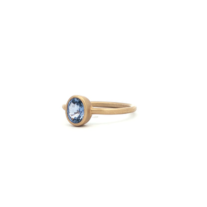 14kY .97ct Ceylon Sapphire Bezel Ring