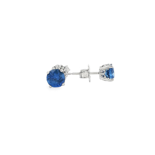 14kW 1.26cttw Ceylon Sapphire Vintage Scroll Stud 24177