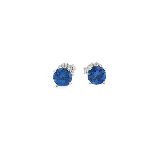 14kW 1.26cttw Ceylon Sapphire Vintage Scroll Stud 24177