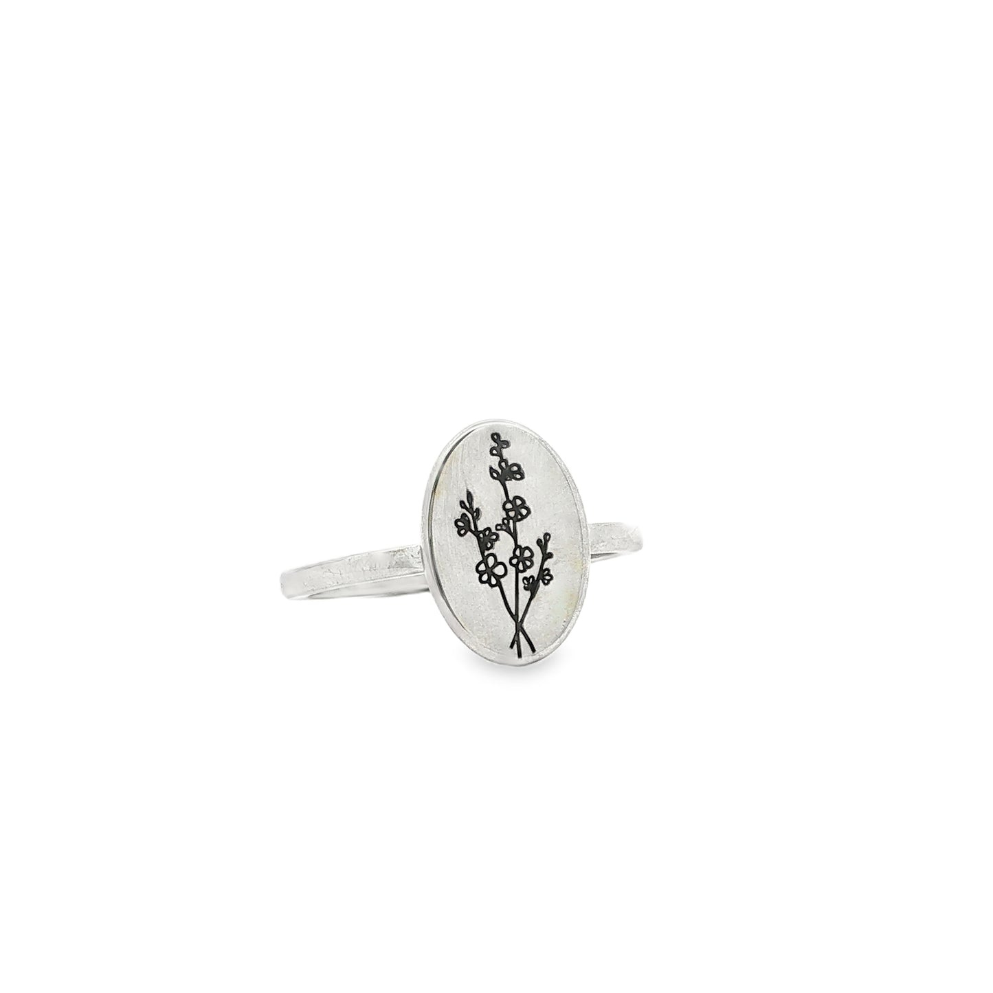 SS Flower Signet Ring - 7.5