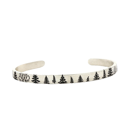 SS Tree Line Cuff Bracelet 6"