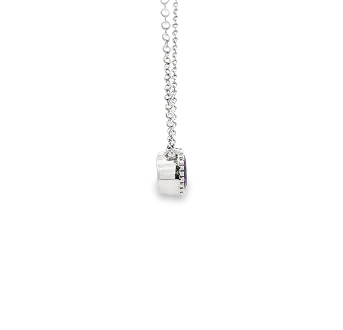 SS 6mm Amethyst Beaded Bezel Necklace