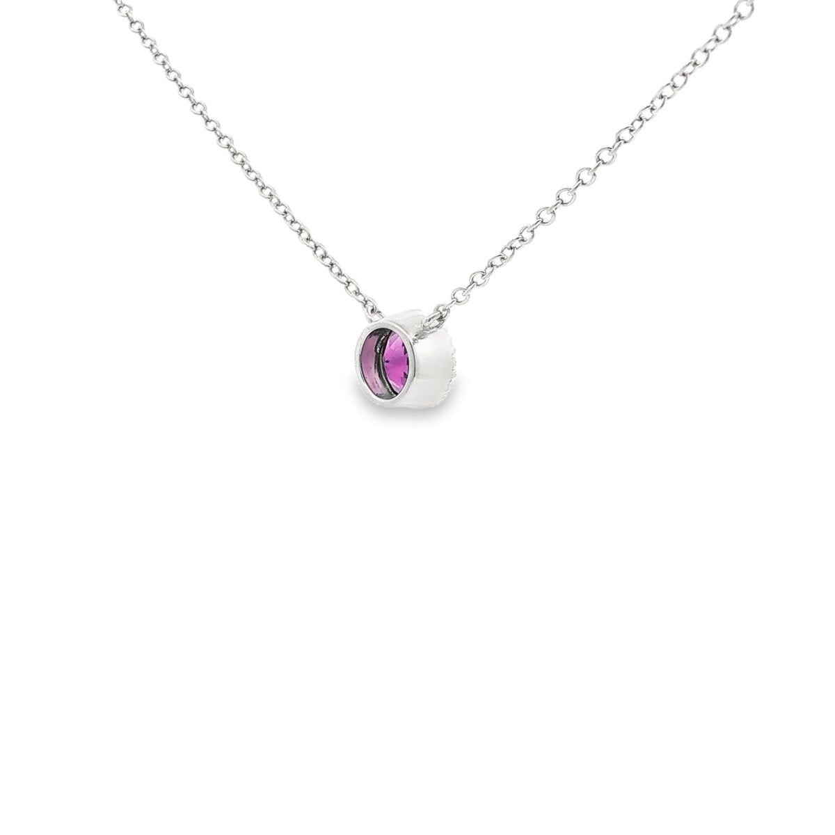 SS 6mm Amethyst Beaded Bezel Necklace