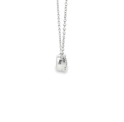 SS 6mm Garnet Beaded Bezel Necklace