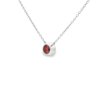SS 6mm Garnet Beaded Bezel Necklace