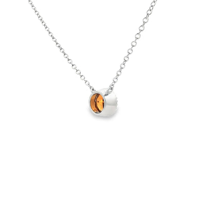SS 6mm Citrine Beaded Bezel Necklace