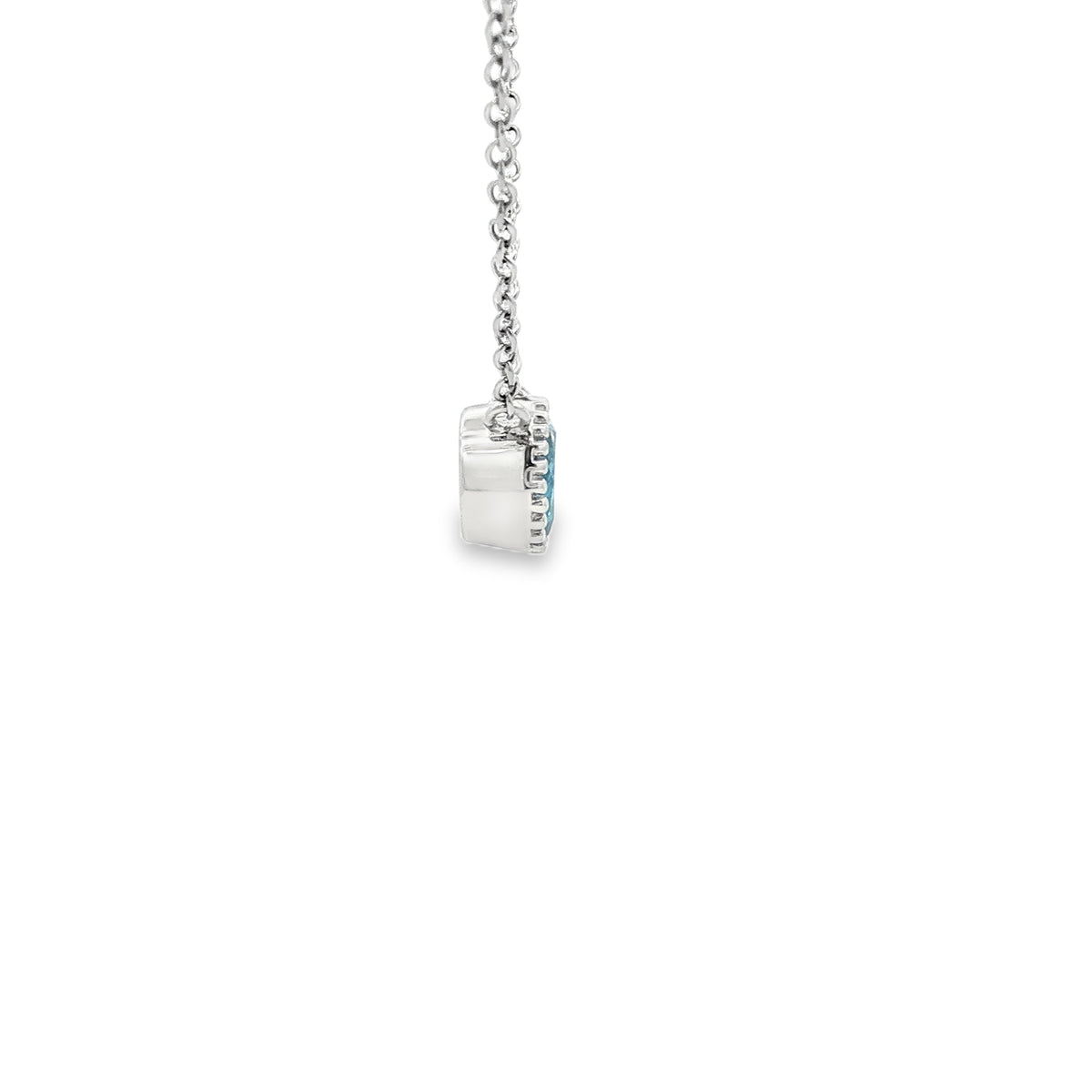 SS 6mm Blue Topaz Beaded Bezel Necklace