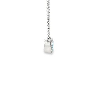 SS 6mm Blue Topaz Beaded Bezel Necklace