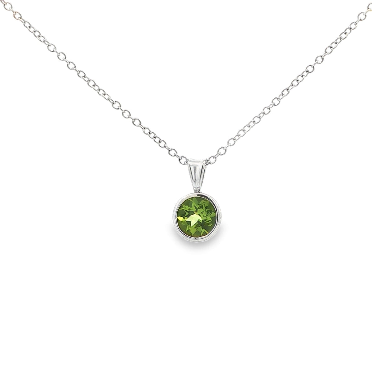 SS 6mm Peridot Bezel Pendant