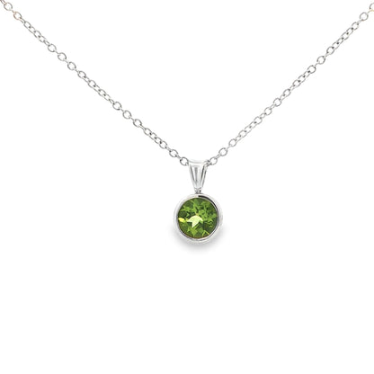 SS 6mm Peridot Bezel Pendant