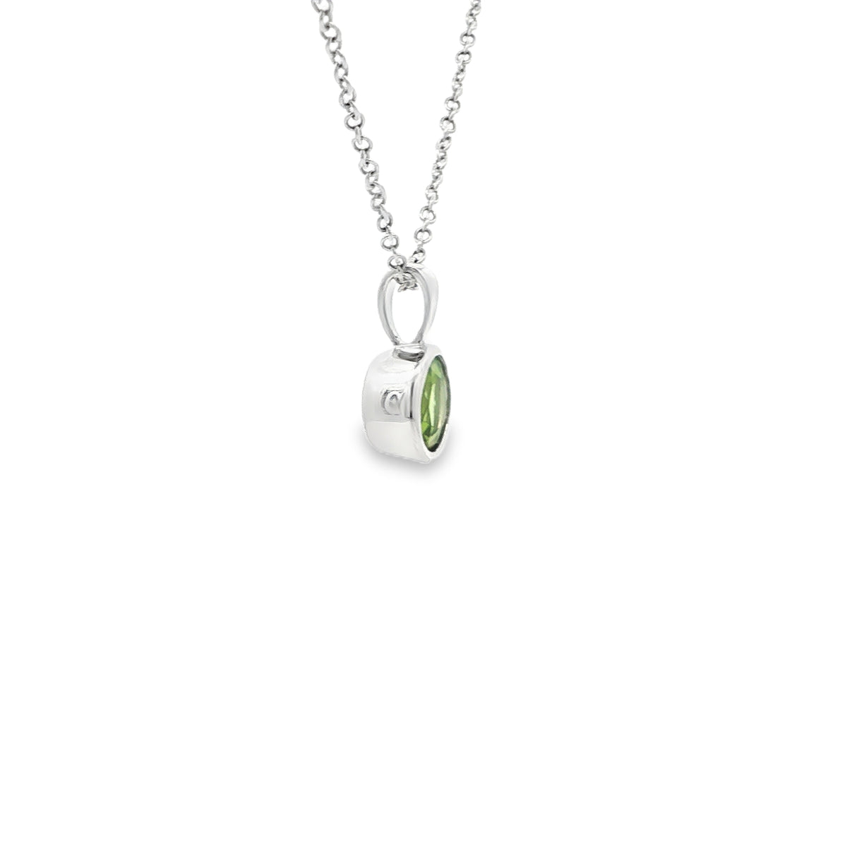SS 6mm Peridot Bezel Pendant