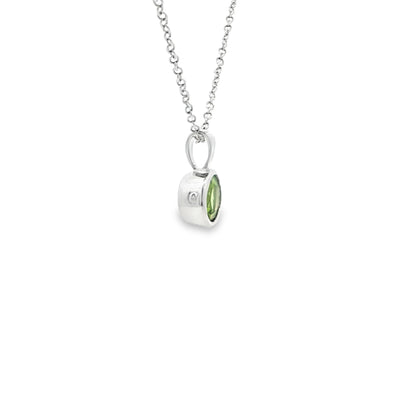 SS 6mm Peridot Bezel Pendant