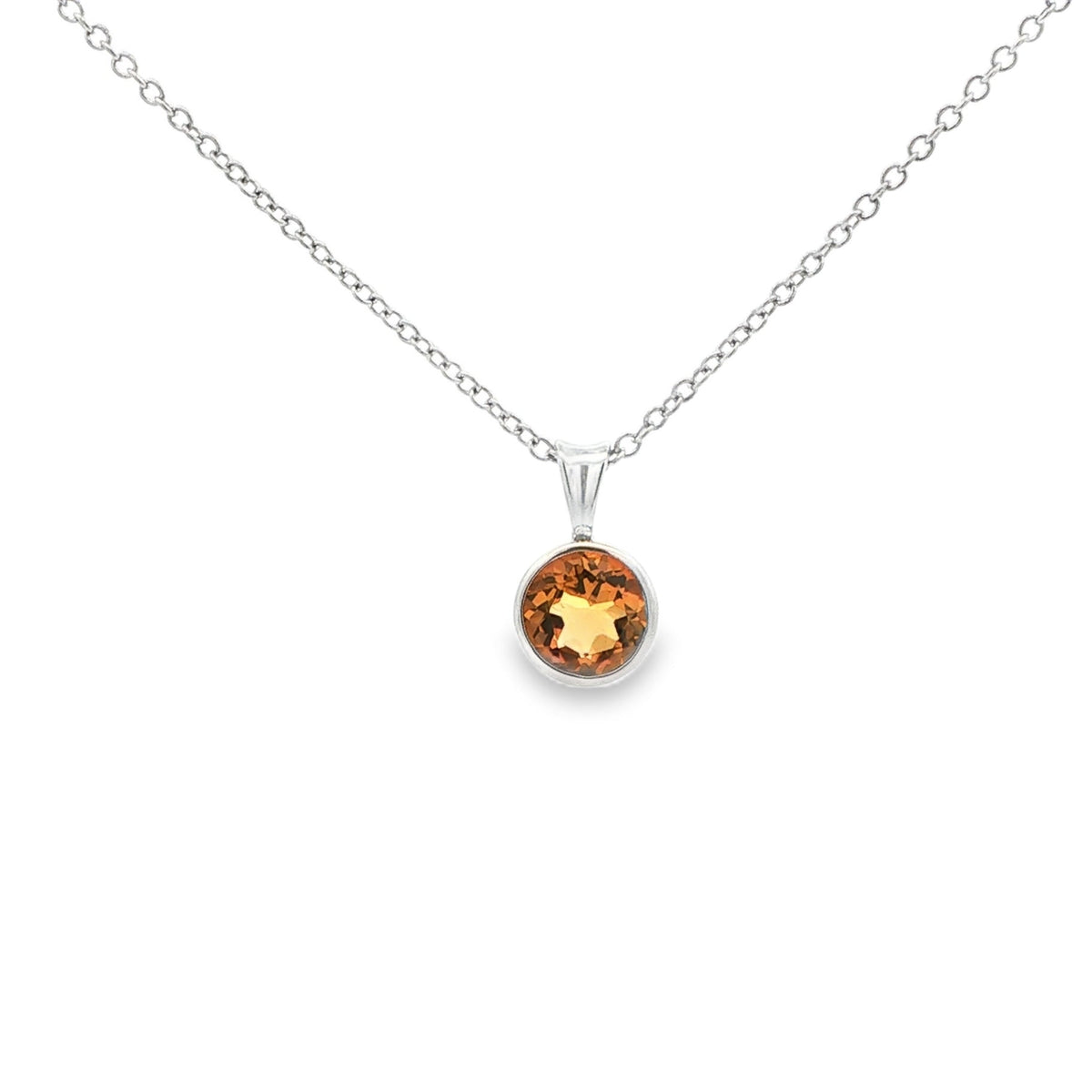 SS 6mm Citrine Bezel Pendant
