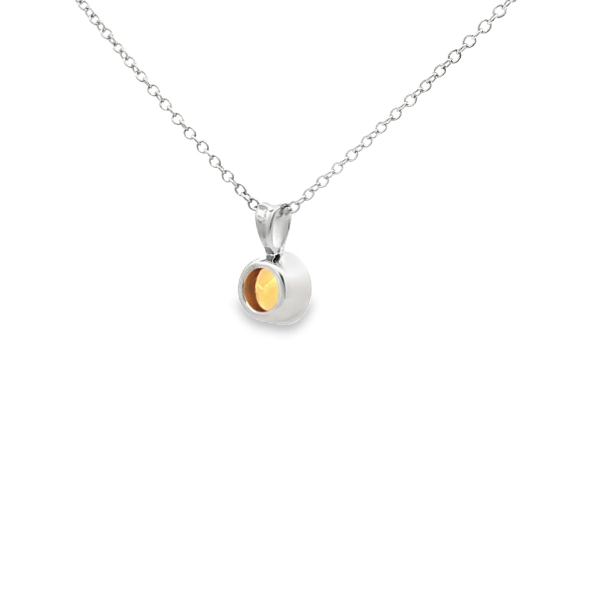 SS 6mm Citrine Bezel Pendant