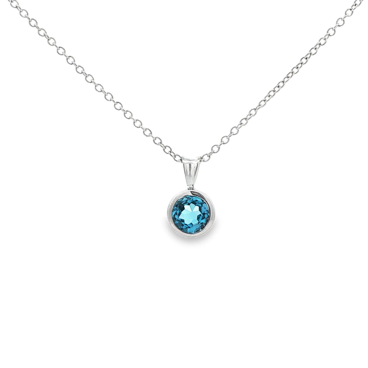SS 6mm Blue Topaz Bezel Pendant
