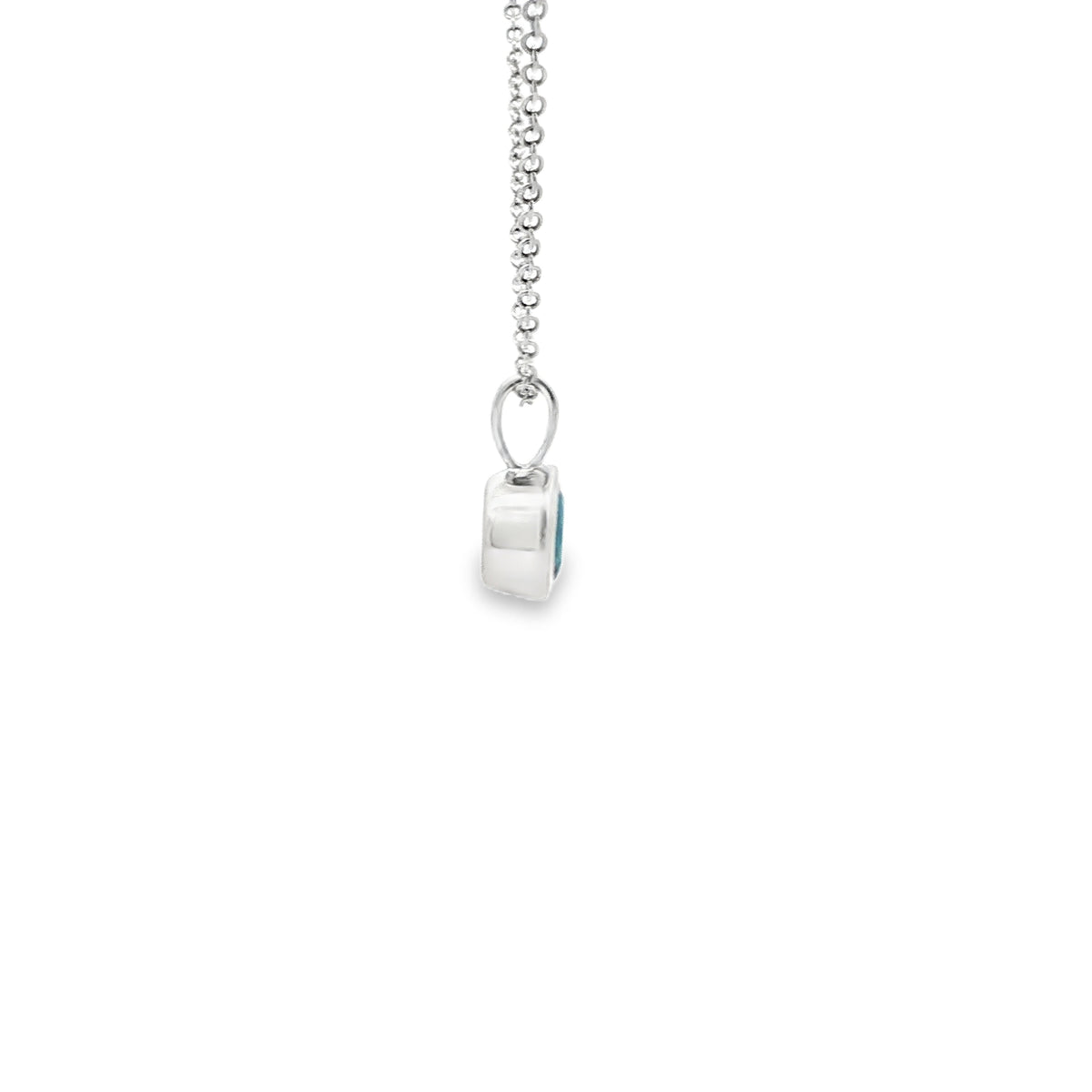 SS 6mm Blue Topaz Bezel Pendant
