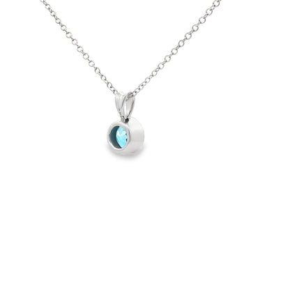 SS 6mm Blue Topaz Bezel Pendant