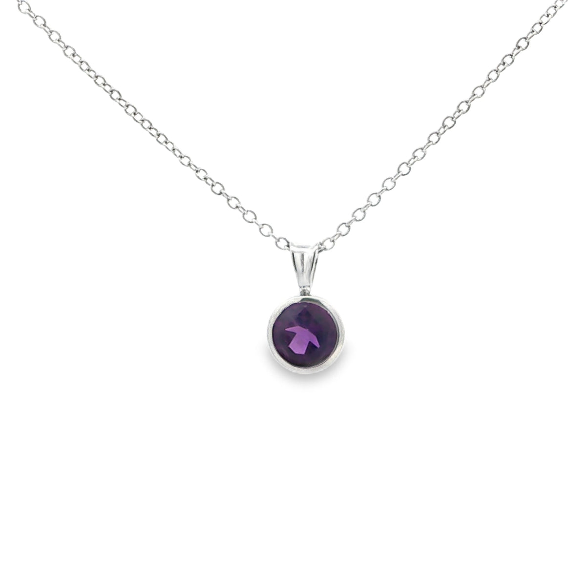 SS 6mm Amethyst Bezel Pendant