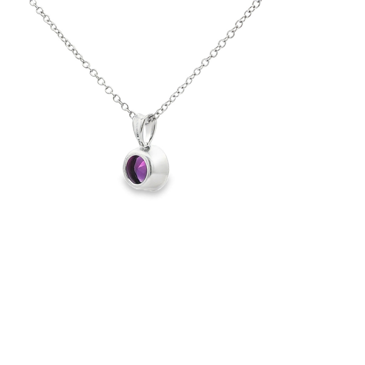 SS 6mm Amethyst Bezel Pendant