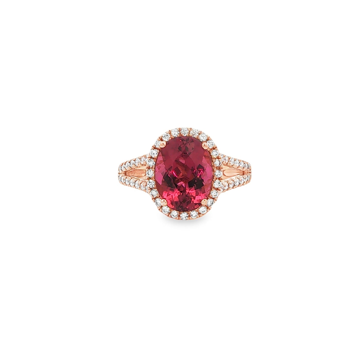 18kR 3.22cttw Pink Tourmaline .45cttw Diamond Ring - 6.75