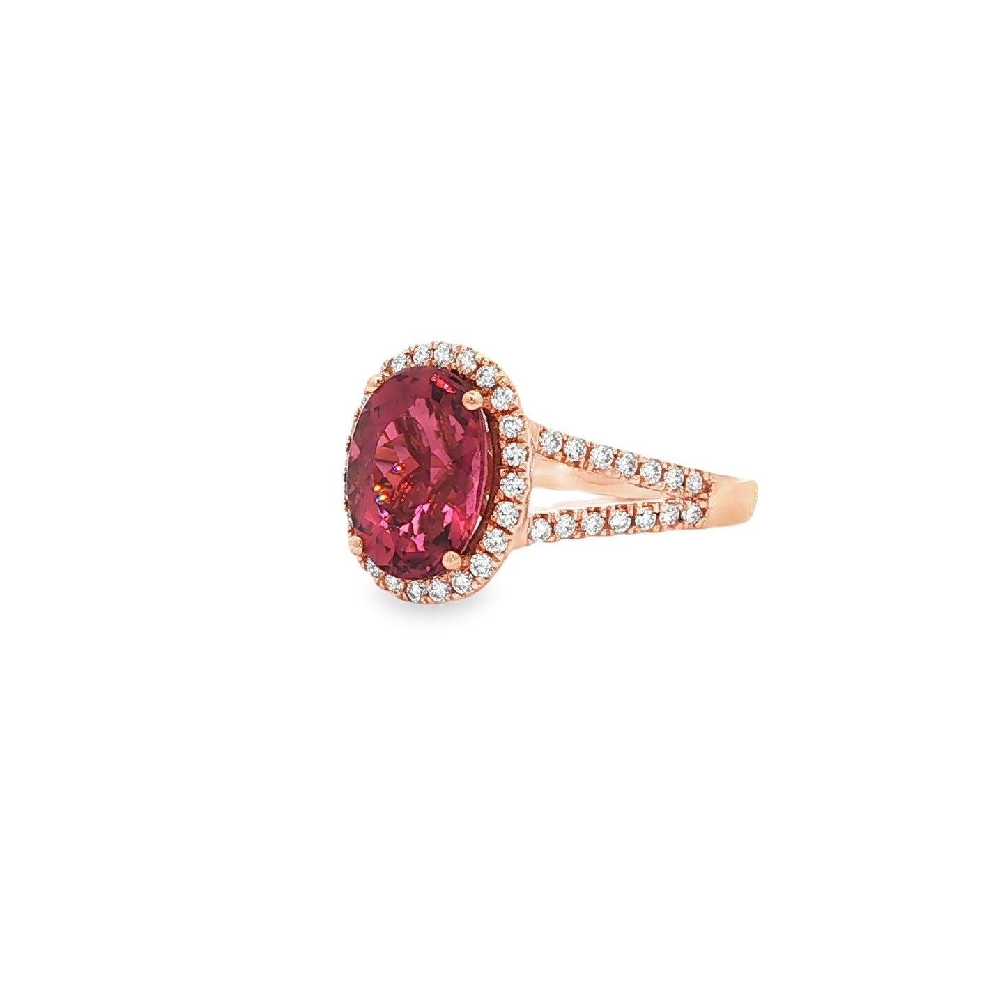 18kR 3.22cttw Pink Tourmaline .45cttw Diamond Ring - 6.75