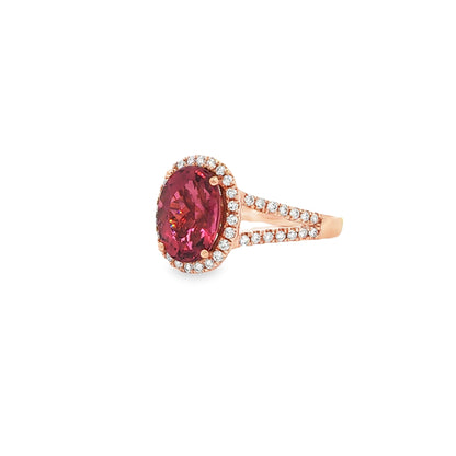18kR 3.22cttw Pink Tourmaline .45cttw Diamond Ring - 6.75
