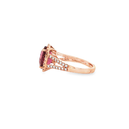18kR 3.22cttw Pink Tourmaline .45cttw Diamond Ring - 6.75
