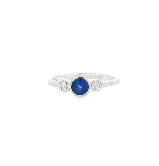 18kW .47ct Sapphire & .10ct Diamond Ring - 6.5