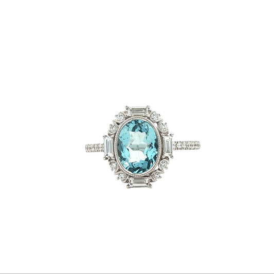 14kW 1.74ct Aquamarine .53cttw Diamond Ring TRQ7475CAQ - 6.5