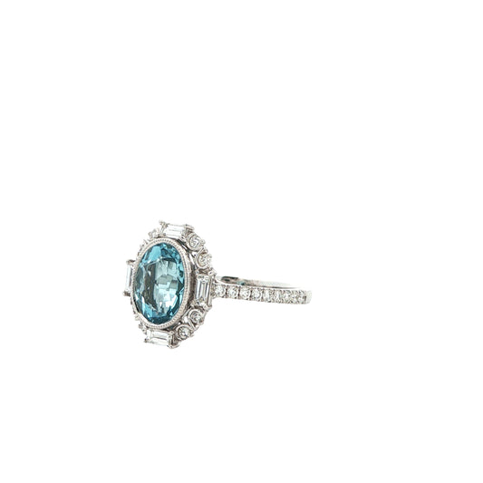 14kW 1.74ct Aquamarine .53cttw Diamond Ring TRQ7475CAQ - 6.5
