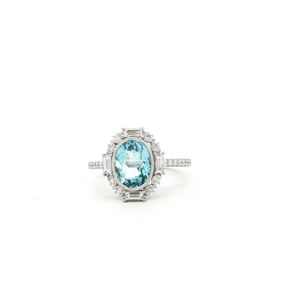 14kW 1.74ct Aquamarine .53cttw Diamond Ring TRQ7475CAQ - 6.5