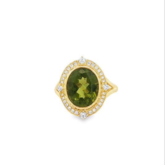 14kY 4.92ct Peridot .30cttw Diamond Ring TRQ7650NPE - 6.5