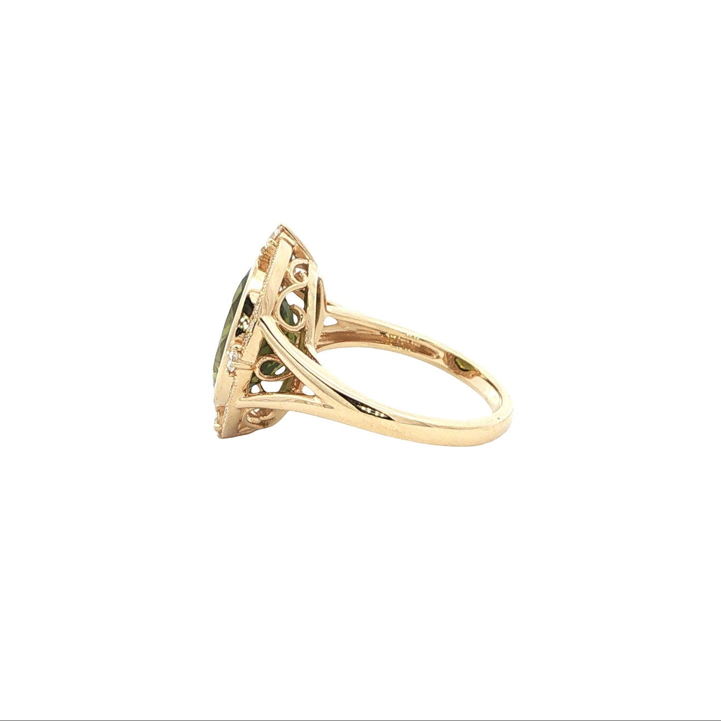 14kY 4.92ct Peridot .30cttw Diamond Ring TRQ7650NPE - 6.5