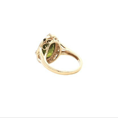 14kY 4.92ct Peridot .30cttw Diamond Ring TRQ7650NPE - 6.5