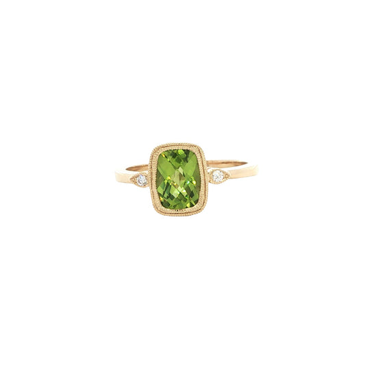 14kY 1.30ct Peridot & 0.03cttw Diamond Ring TRA4645NPE - 6.5