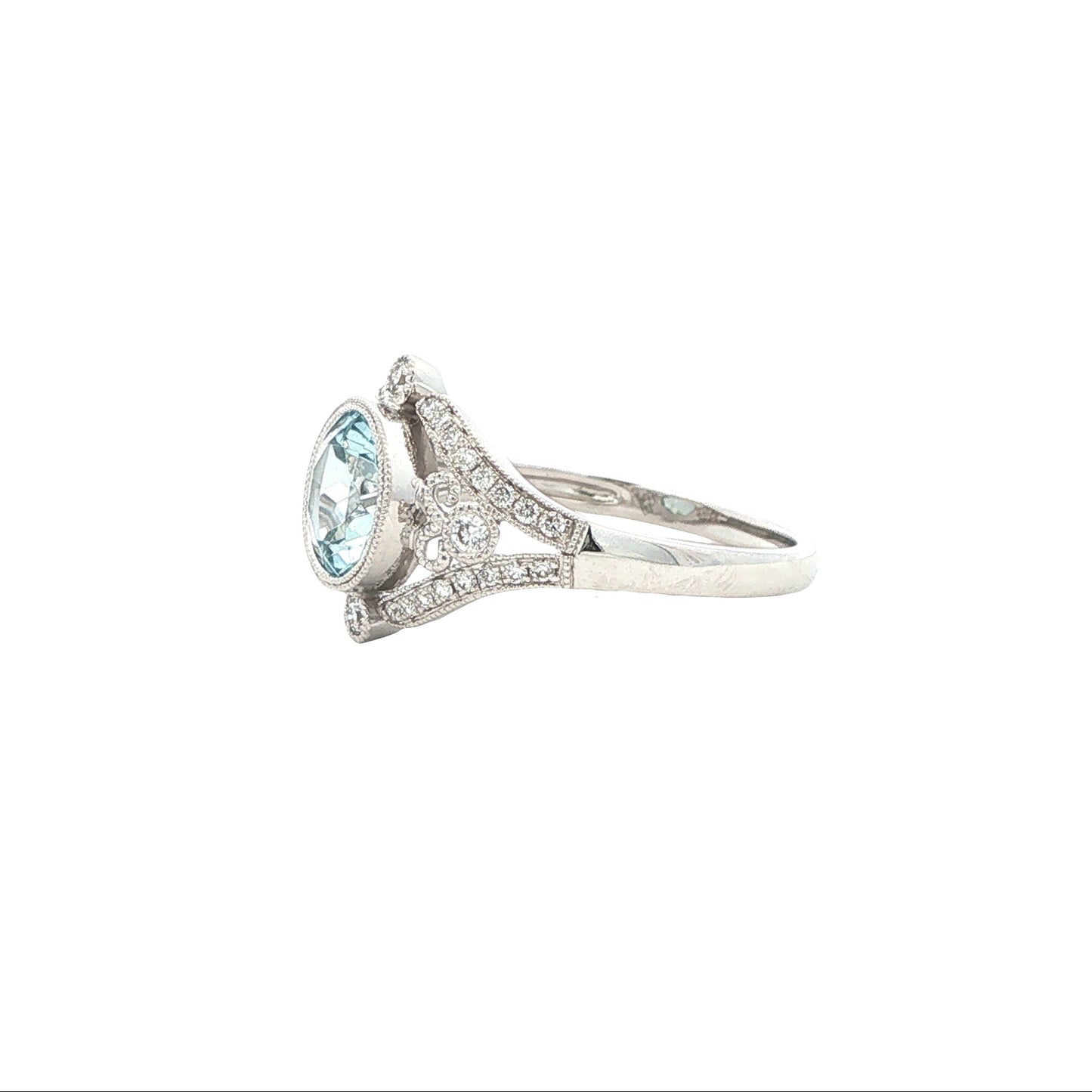 14kW 1.04ct Aquamarine .21cttw Diamond Ring TRQ5376CAQ - 6.5