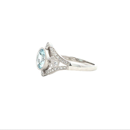 14kW 1.04ct Aquamarine .21cttw Diamond Ring TRQ5376CAQ - 6.5