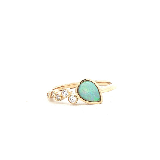 14kY .37ct Opal .10cttw Diamond Ring TRQ7713NOP - 6.5
