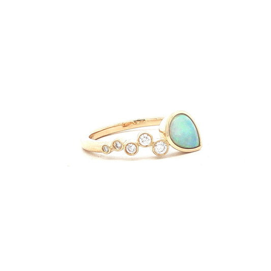 14kY .37ct Opal .10cttw Diamond Ring TRQ7713NOP - 6.5